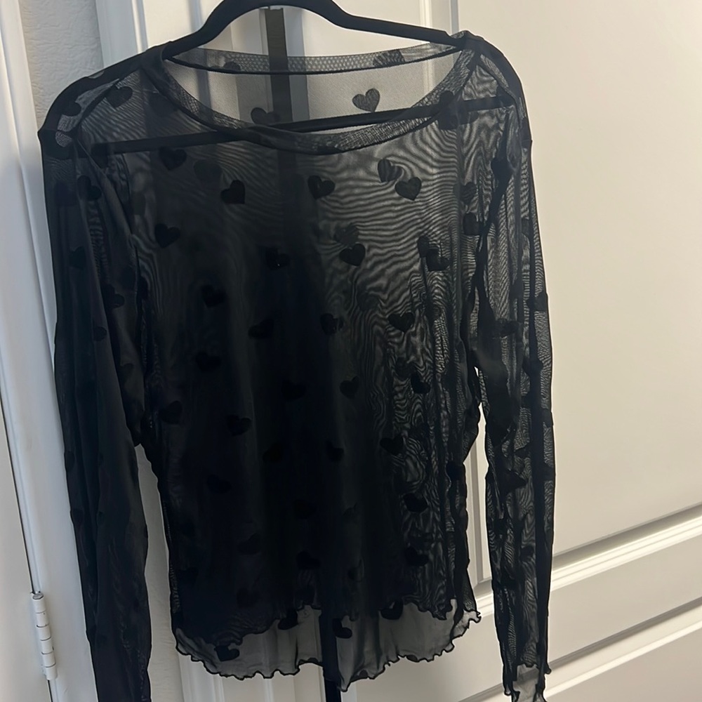 Sheer heart long sleeved top
